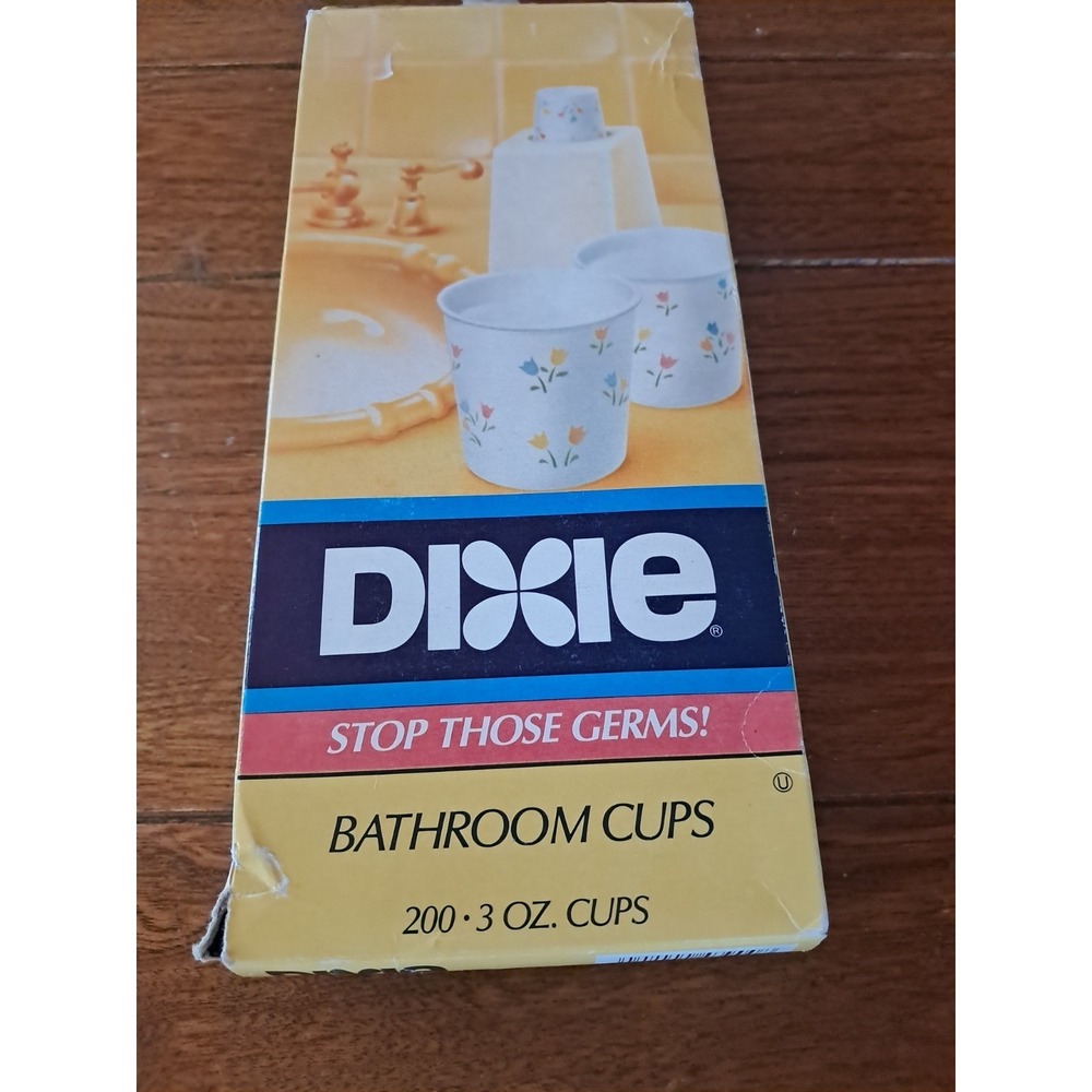 Vintage SEALED Dixie Bathroom Cups 200 count 1991 Soft Tones Tulips Open J5